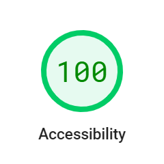 Page Speed test result of 100 for Accessibility